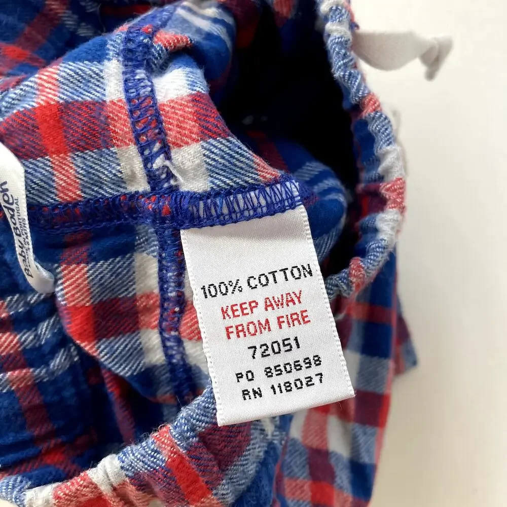 Baby Boden Plaid Brushed Cotton Flannel Pants - Red White Blue - 3-6M